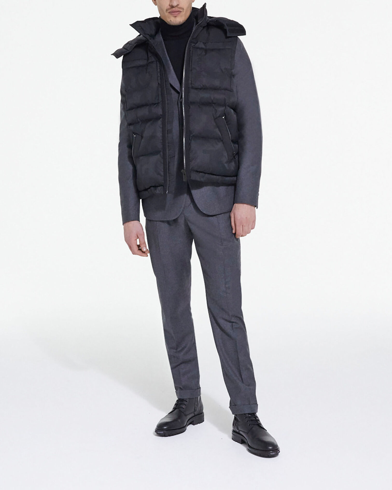 Black down jacket with The Kooples logo, BLACK, hi-res image number null