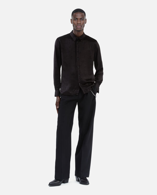 The Kooples MEN BLACK black music print jacquard shirt
