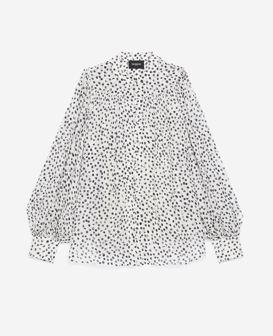 Flowing white longsleeved top w/polka dots The Kooples
