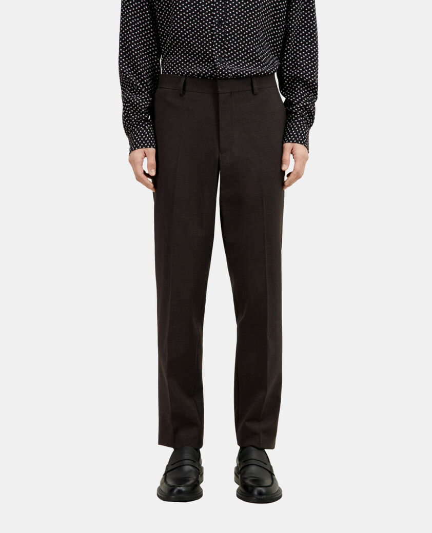 The Kooples MEN BROWN / BLACK brown wool houndstooth suit trousers
