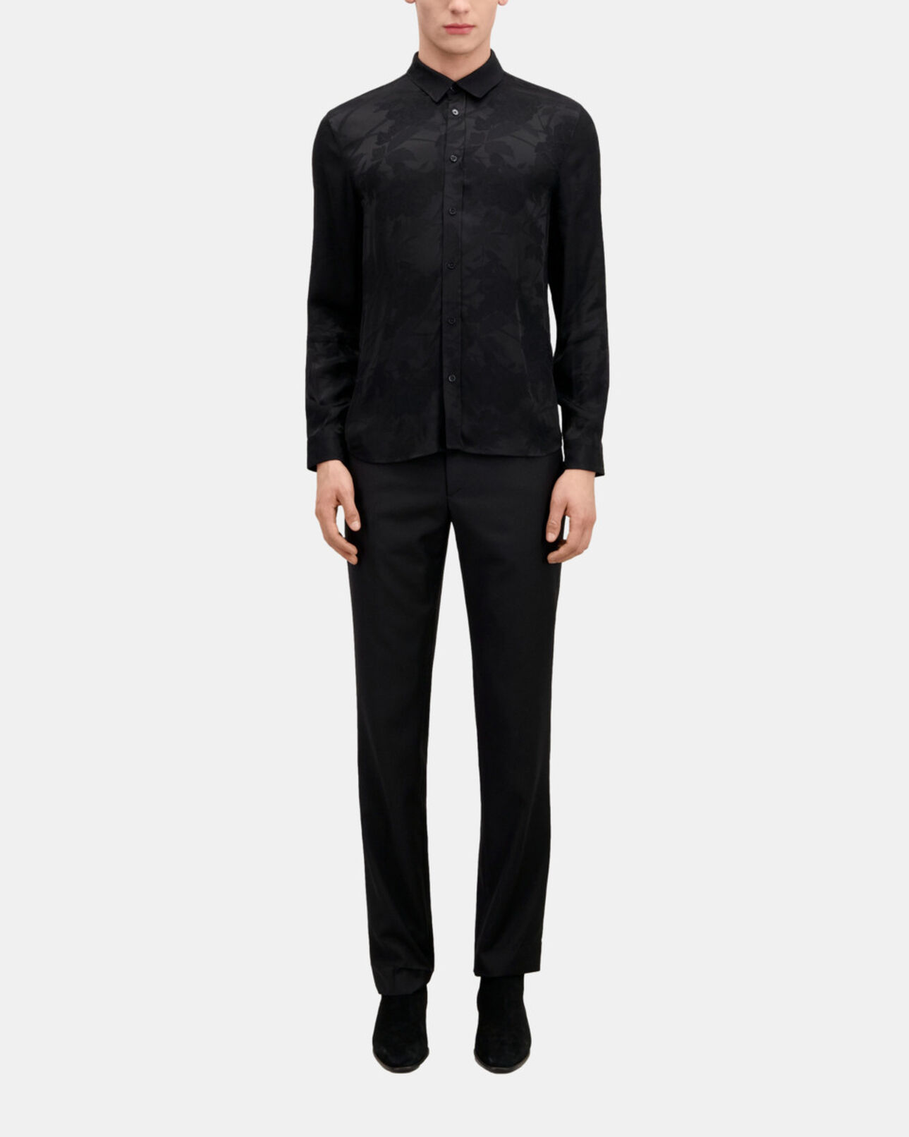 The Kooples HOMME BLACK chemise jacquard à fleurs noire