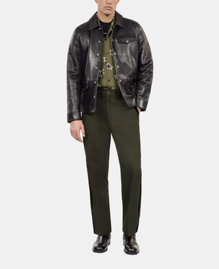 The Kooples HOMME KAKI pantalon large en laine m&eacute;lang&eacute;e kaki