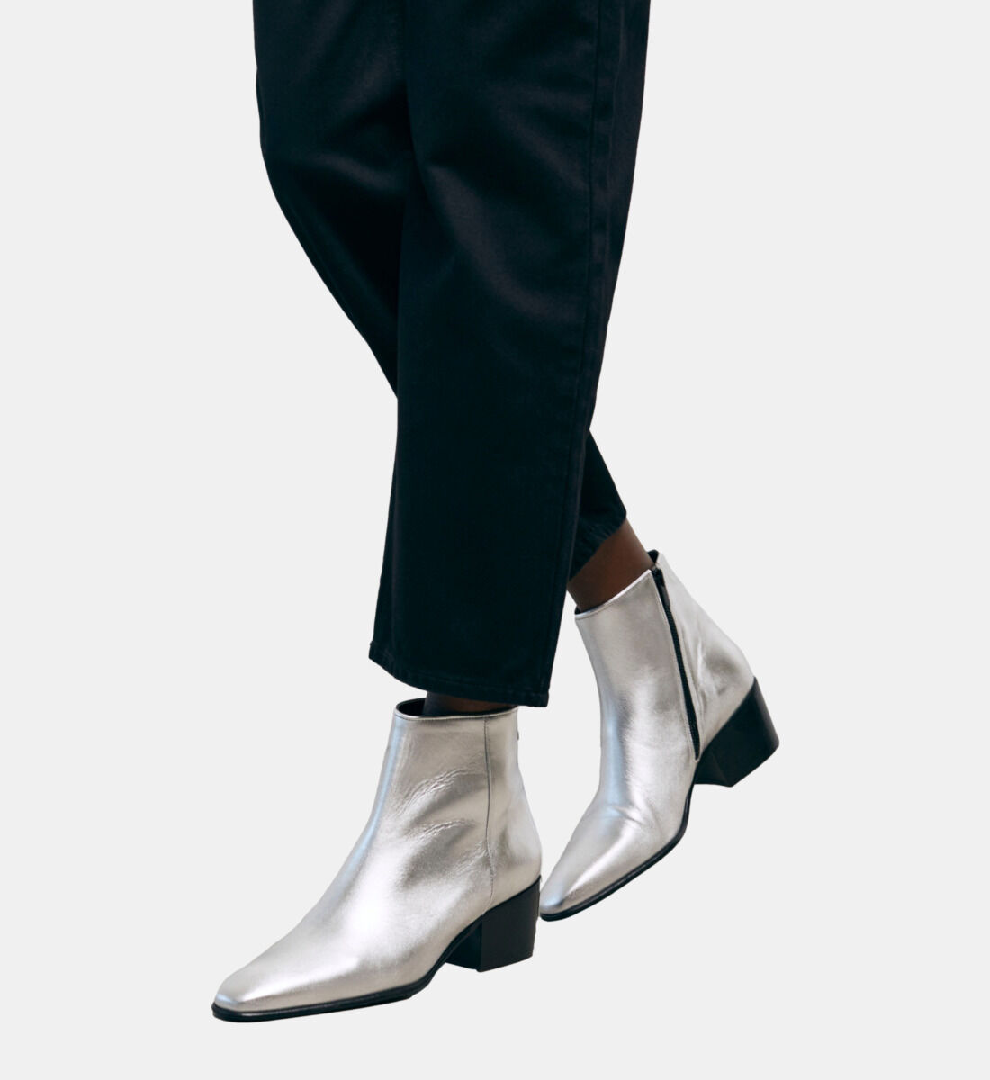 Metallic sales leather boots