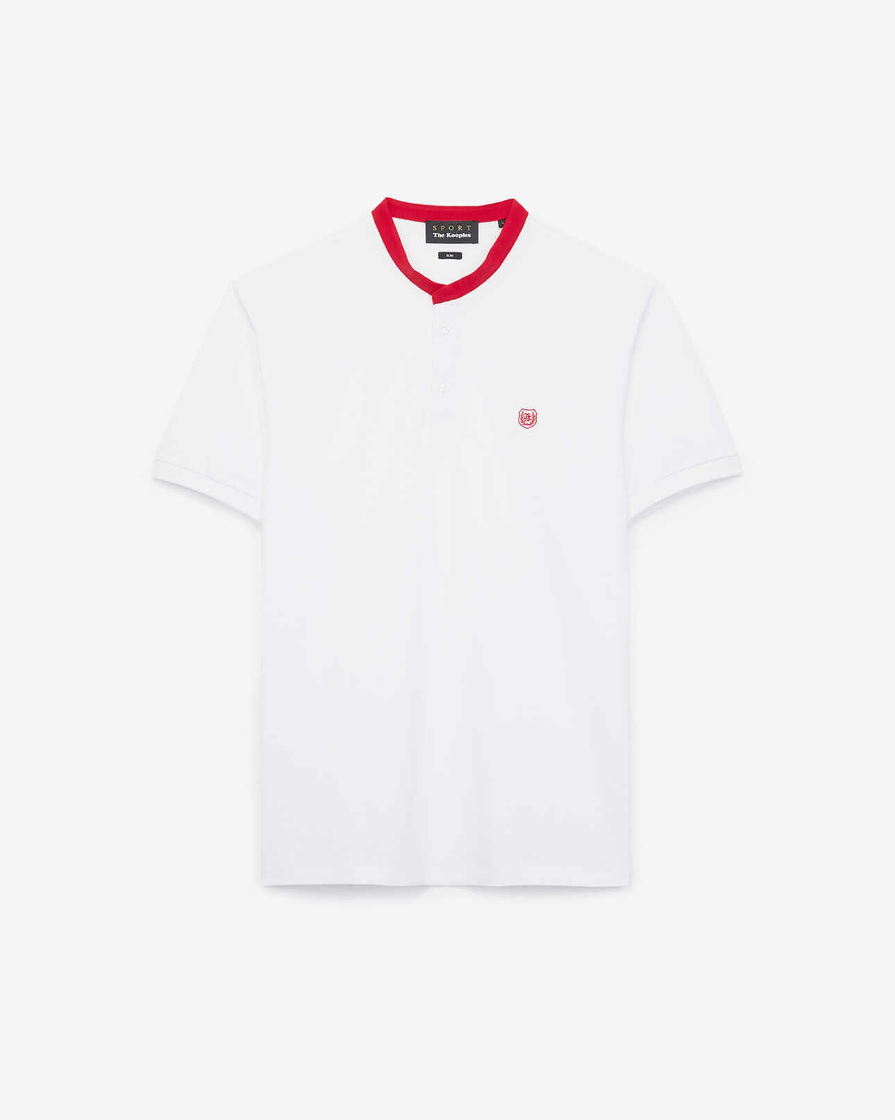 The Kooples HOMME WHITE polo blanc à encolure contrastée rouge