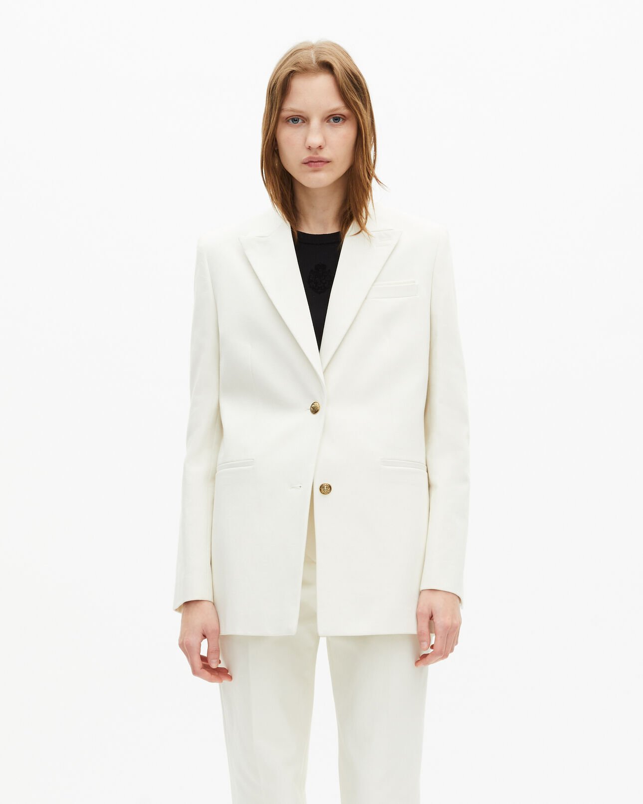 The Kooples WOMEN WHITE ecru cotton tailored jacket