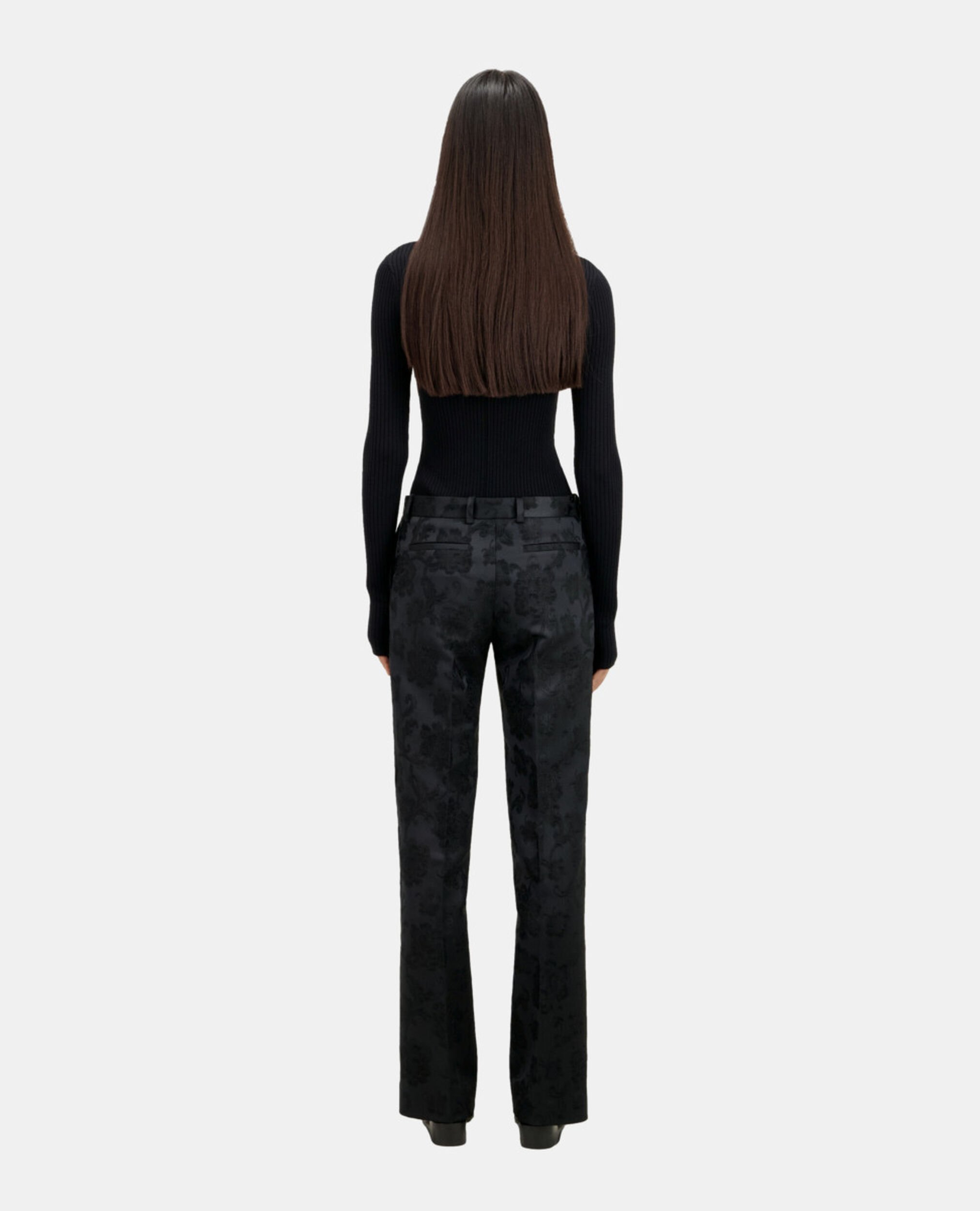 Pantalon tailleur fleuri noir, BLACK, hi-res image number null