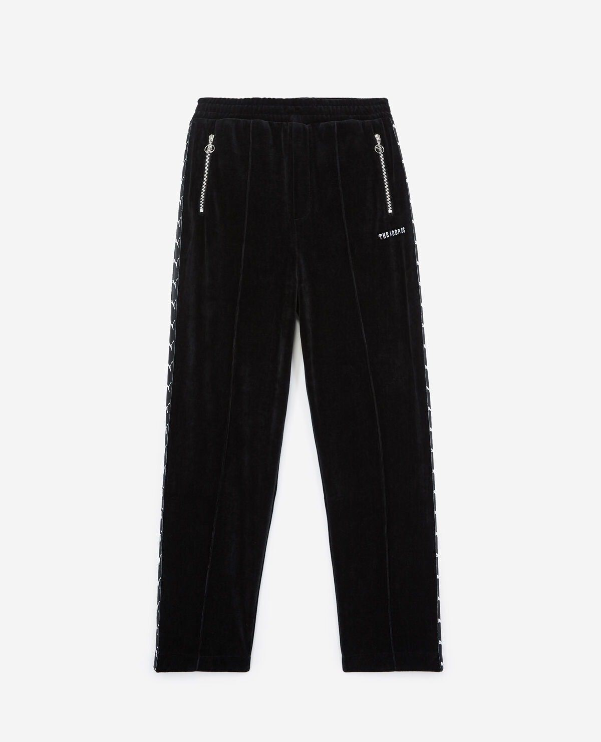 Black velvet joggers with logo
