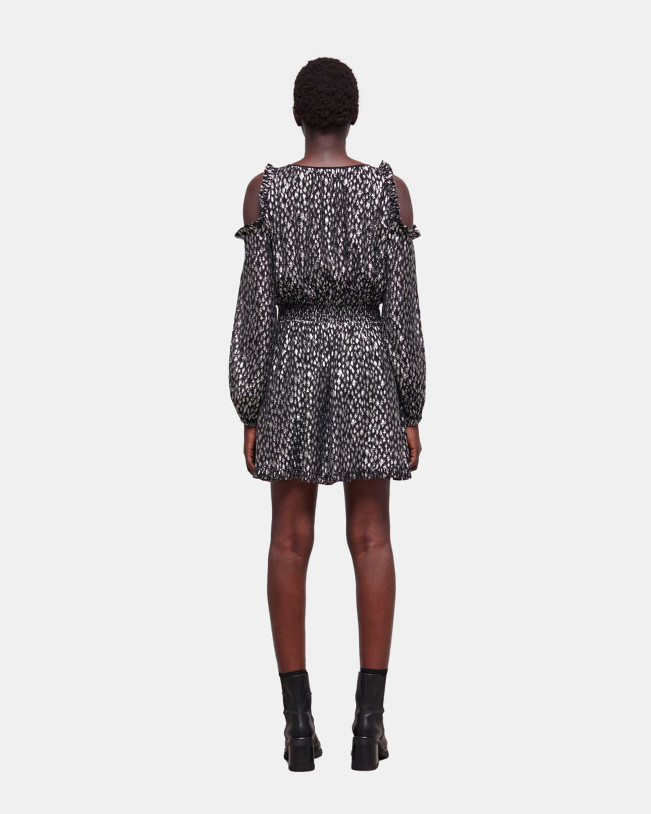 The Kooples WOMEN ANTIC SILVER leopard-print short dress