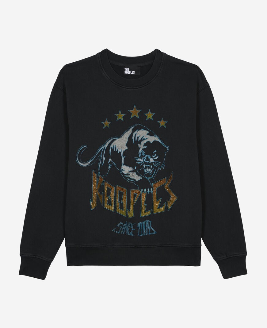 The Kooples FEMME BLACK WASHED sweatshirt avec sérigraphie noir