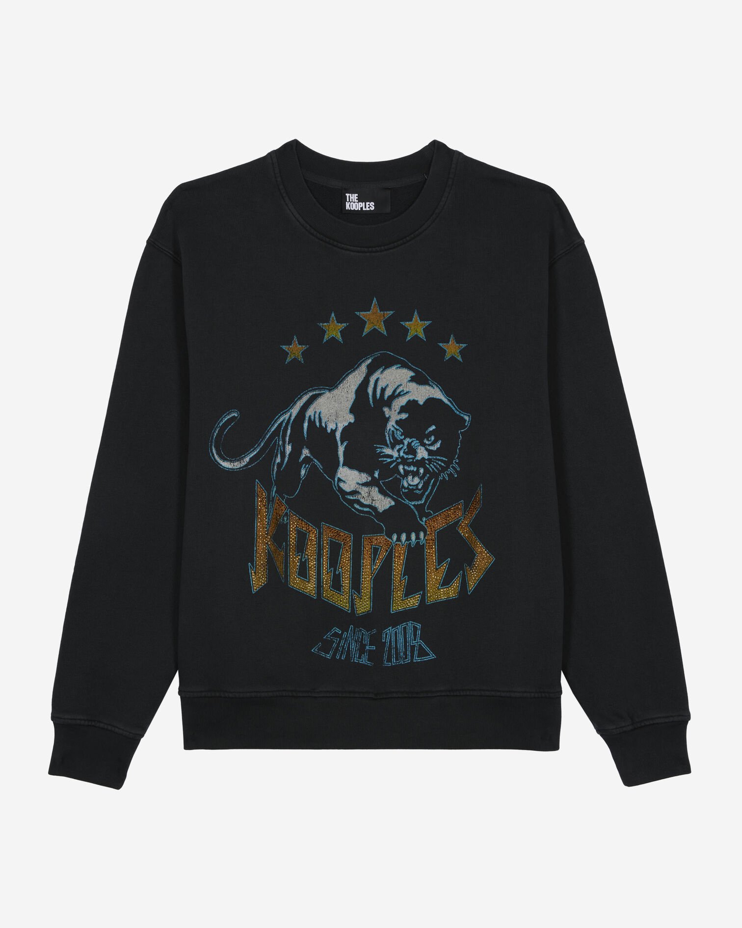 Sweatshirt with black screen printing, BLACK WASHED, hi-res image number null