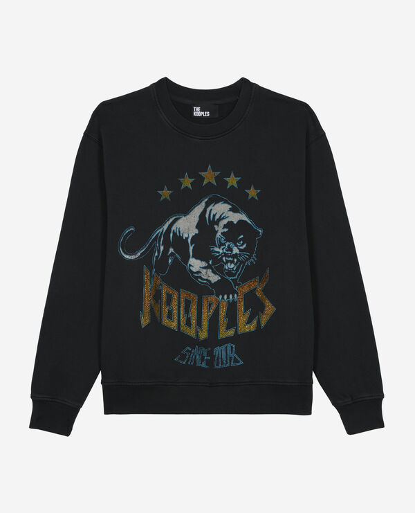 The Kooples WOMEN BLACK WASHED sweatshirt with black screen printing