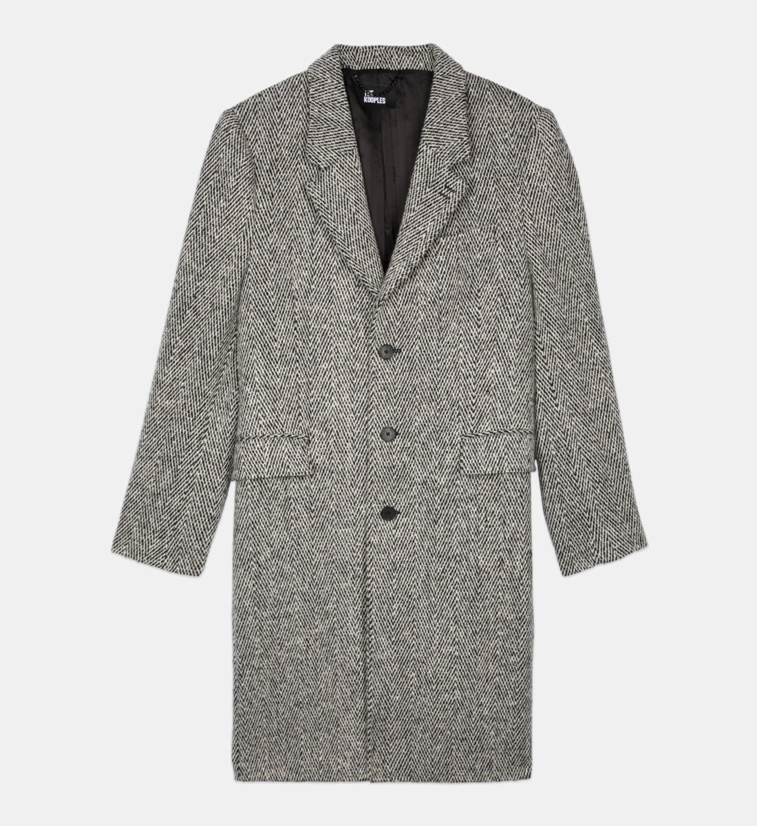 Men's Long black and white herringbone coat | The Kooples