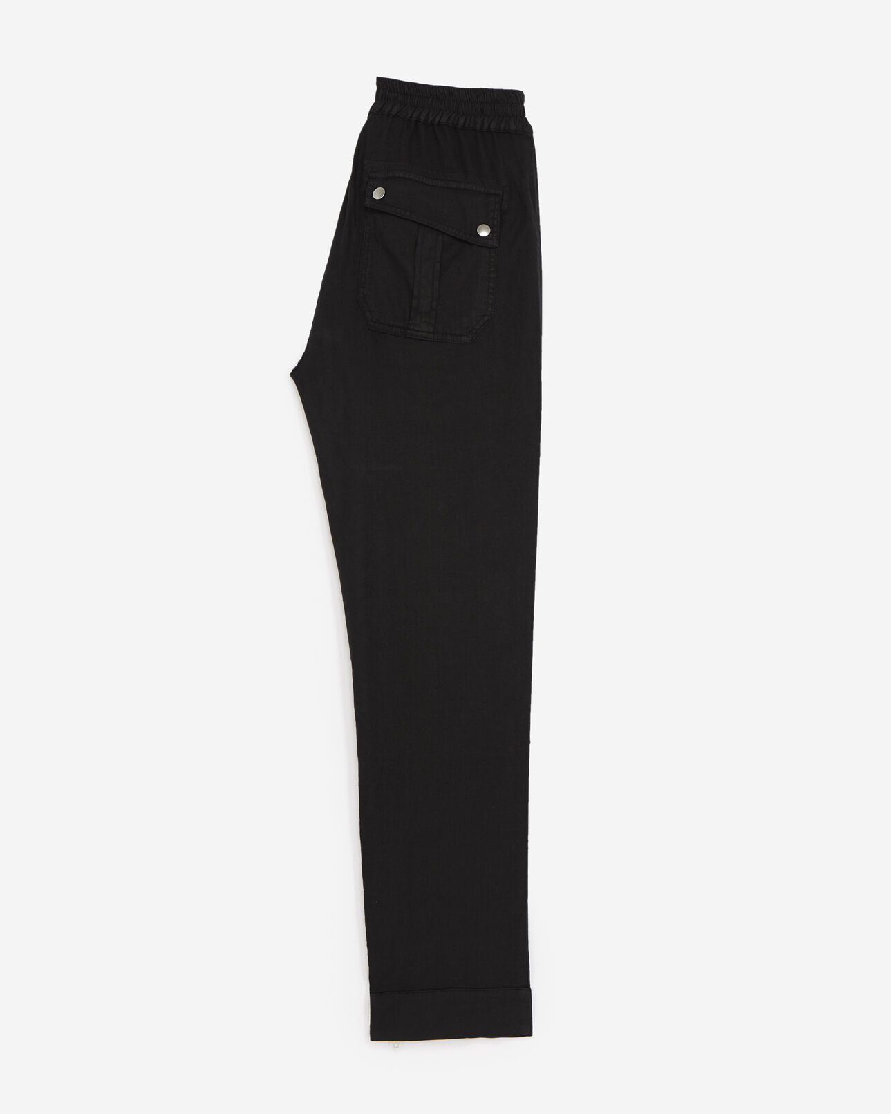 The Kooples DAMEN BLACK cargohose schwarz stretch-leinen
