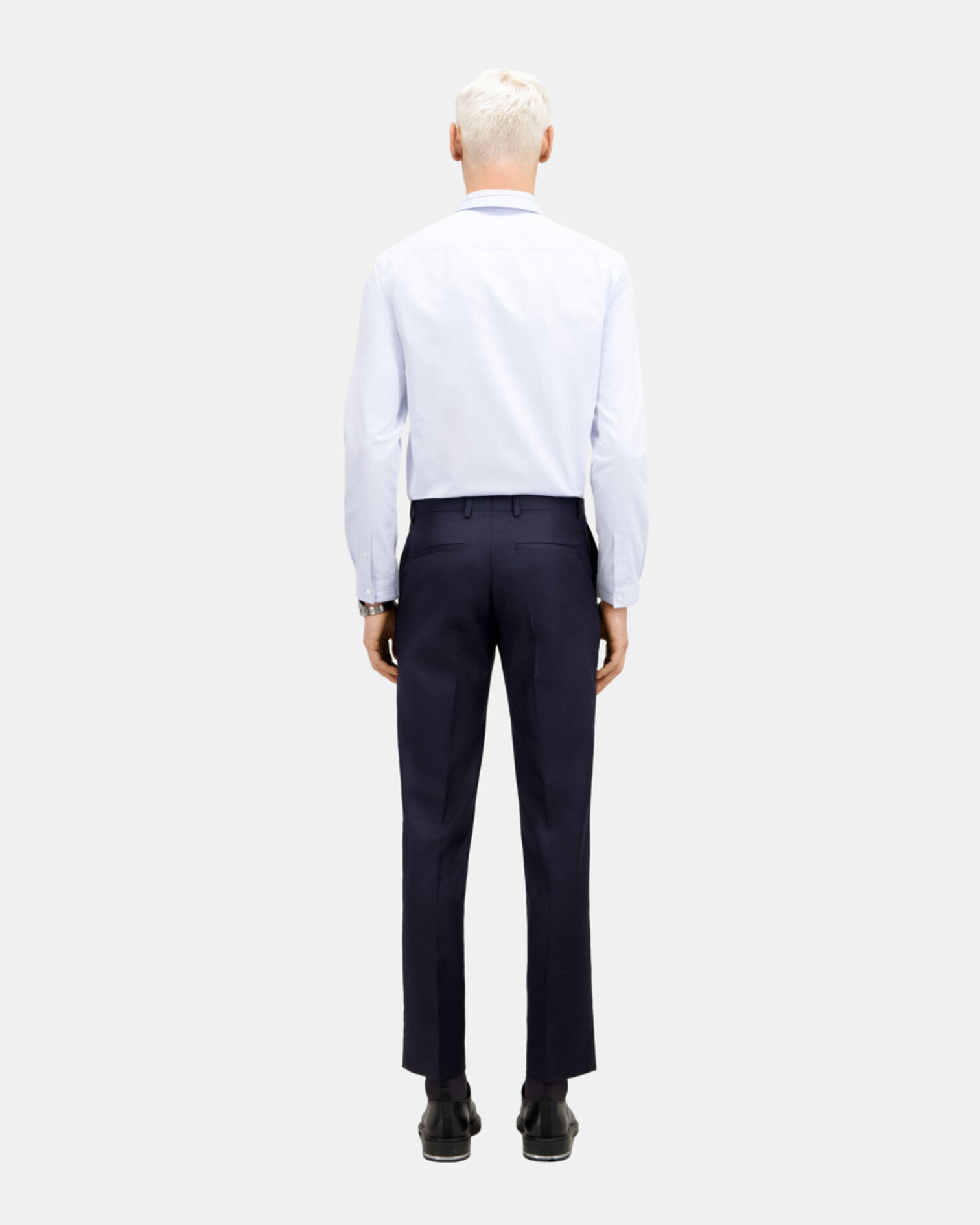 Pantalon de costume bleu marine en laine, NAVY, hi-res image number null