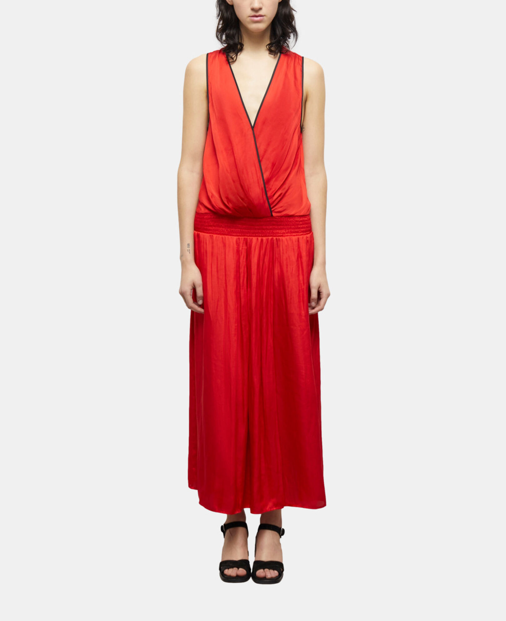 The Kooples WOMEN RED long red satin dress
