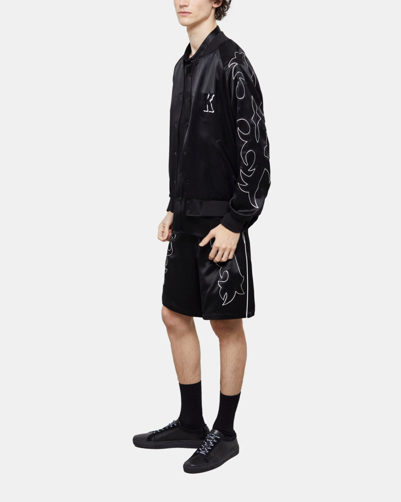 The Kooples HOMME BLACK blouson teddy noir avec broderies western