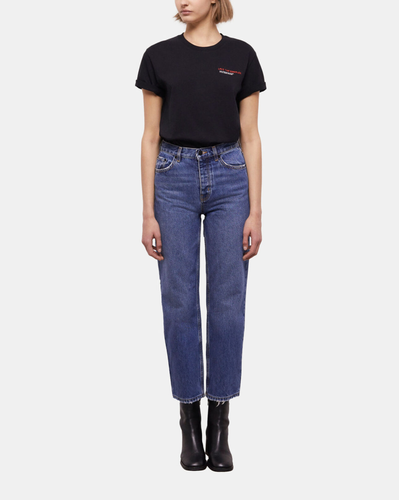 The Kooples WOMEN BLUE DENIM blue straight-cut jeans