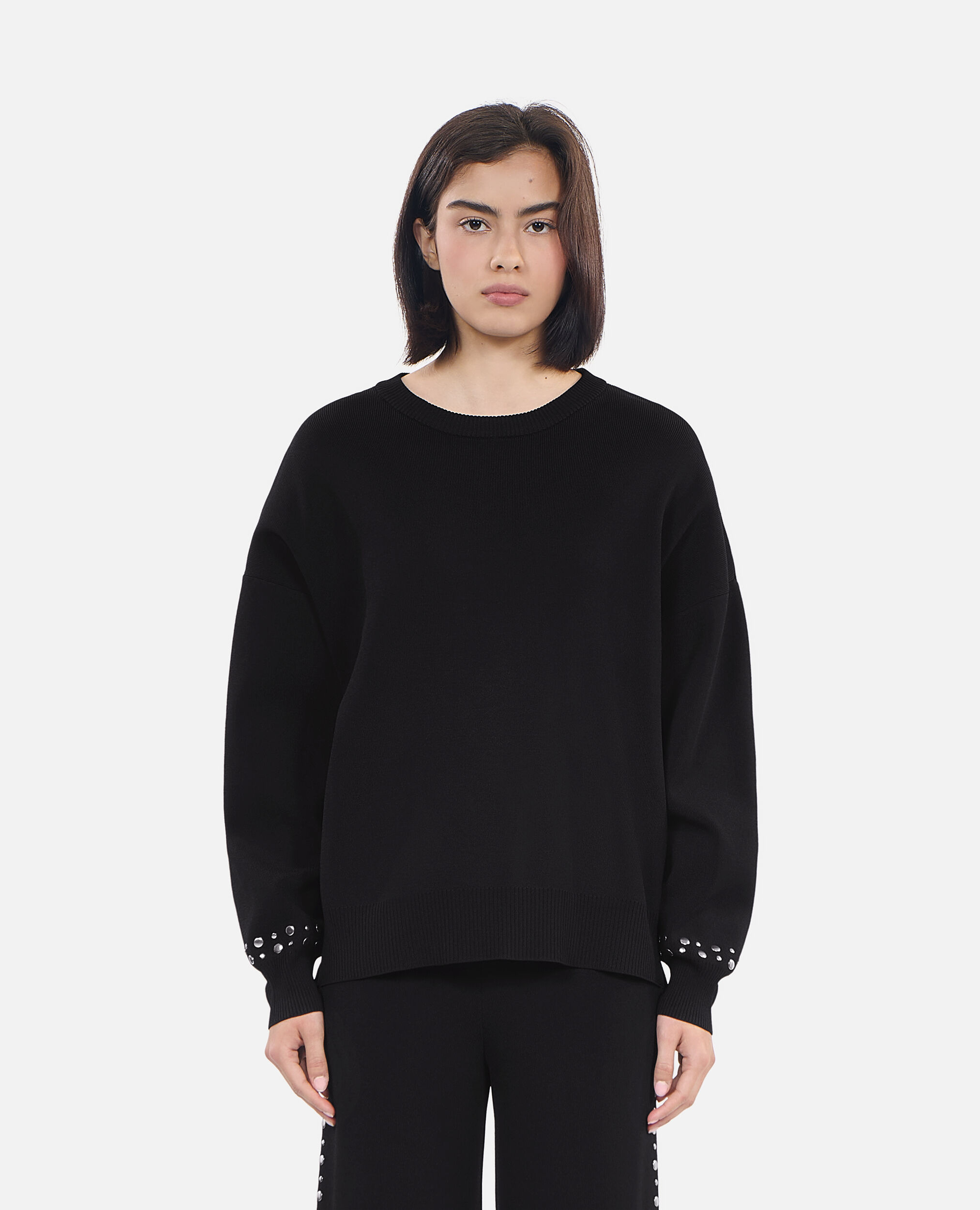 Sweatshirt noir avec studs, BLACK, hi-res image number null