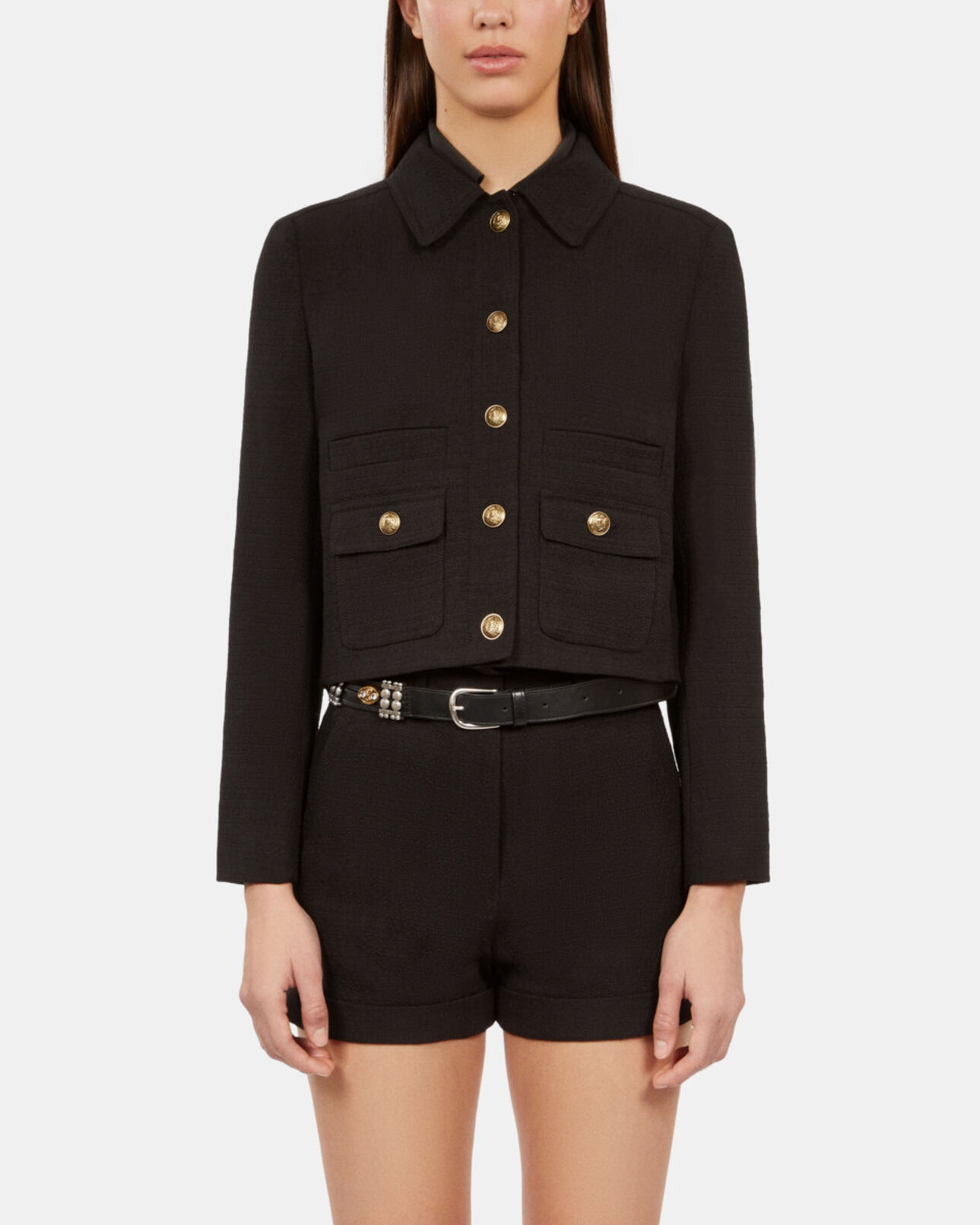 The Kooples WOMEN BLACK black tweed jacket