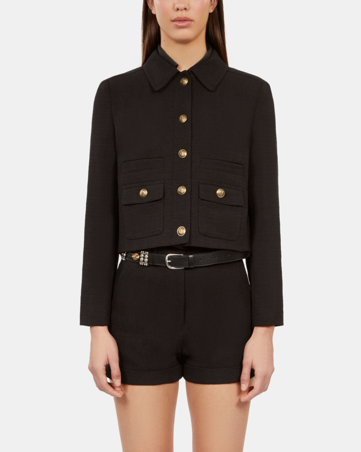 Black tweed jacket, BLACK, hi-res image number null