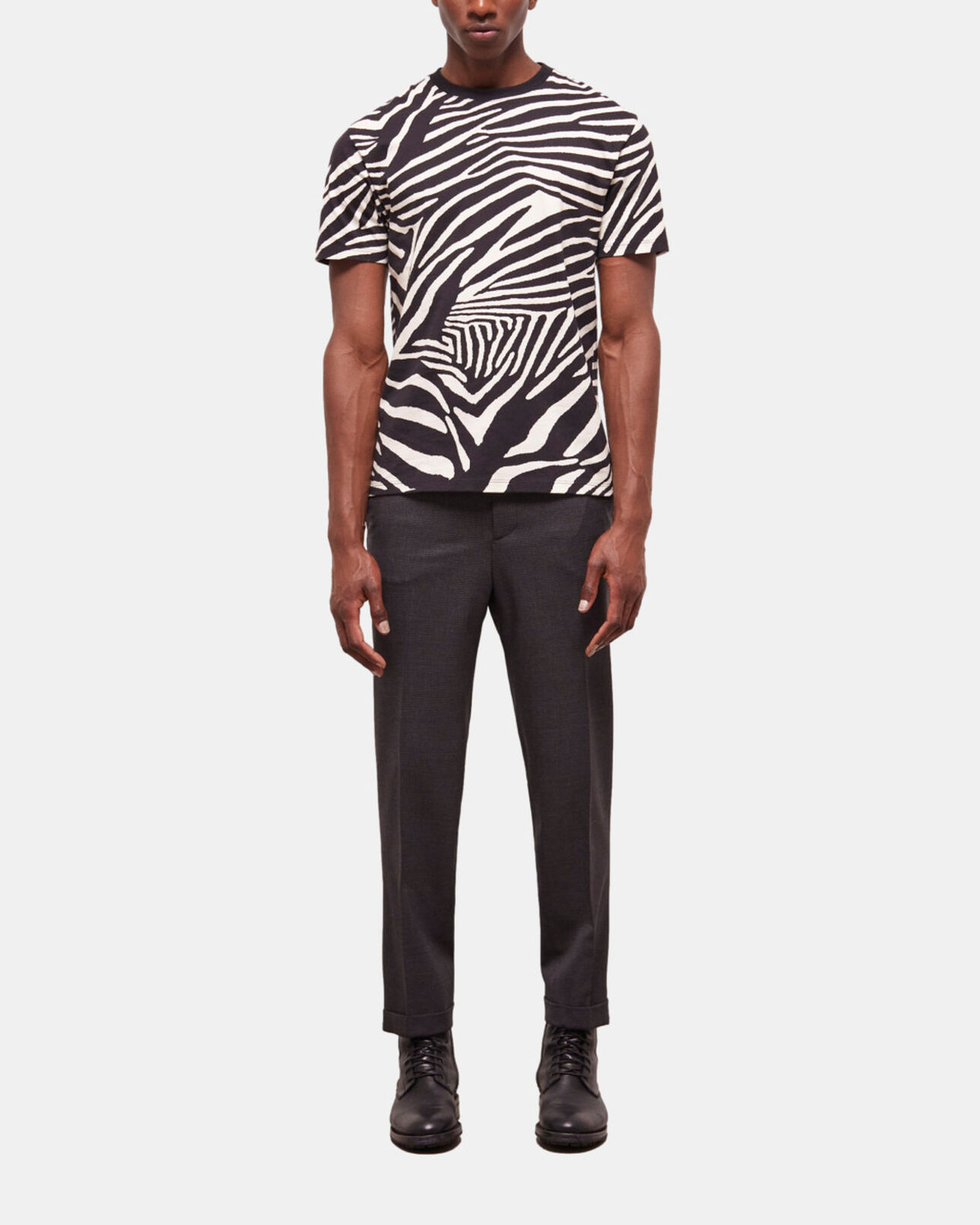 The Kooples MEN BLACK / WHITE men's zebra print t-shirt