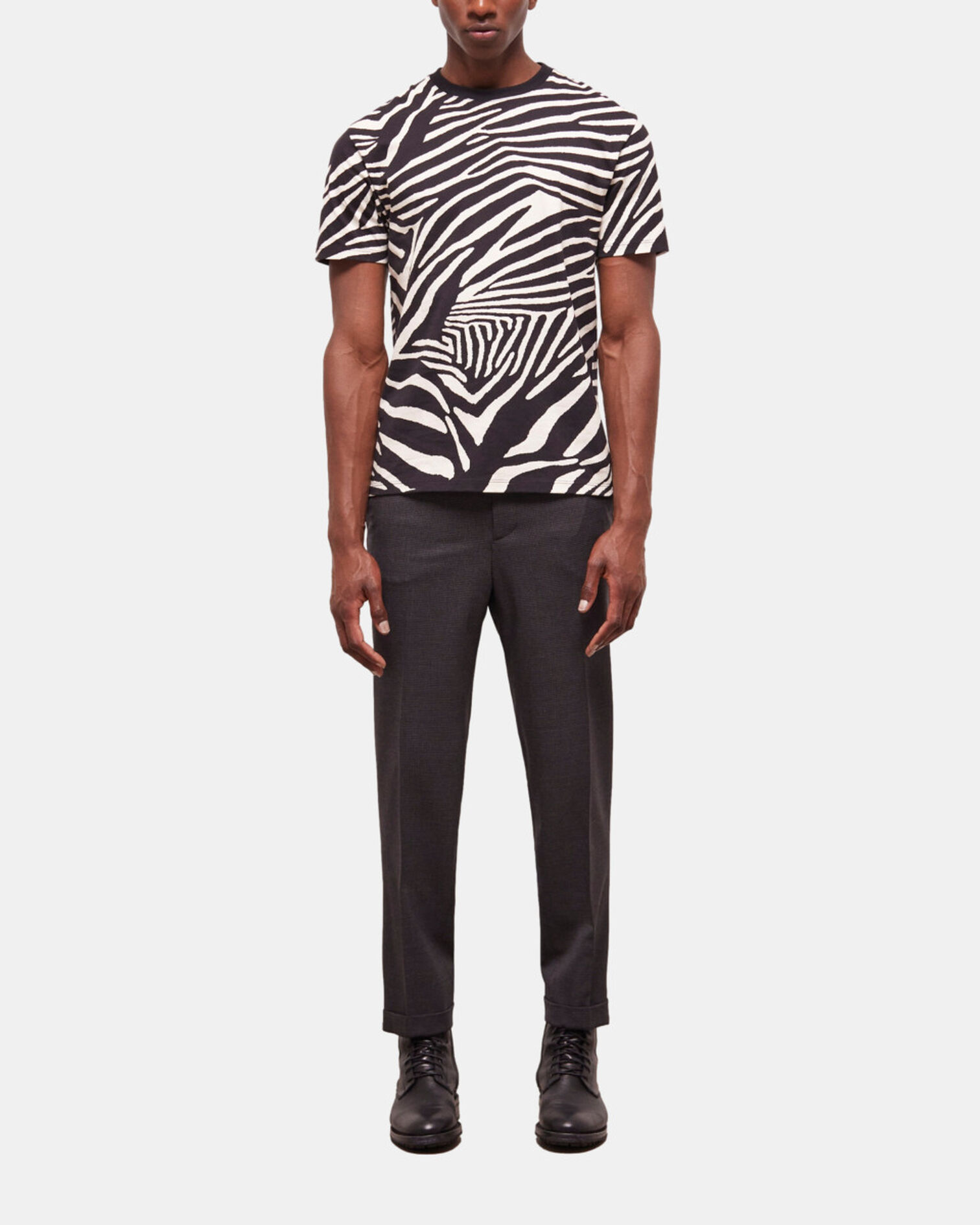 Men's zebra print t-shirt, BLACK / WHITE, hi-res image number null