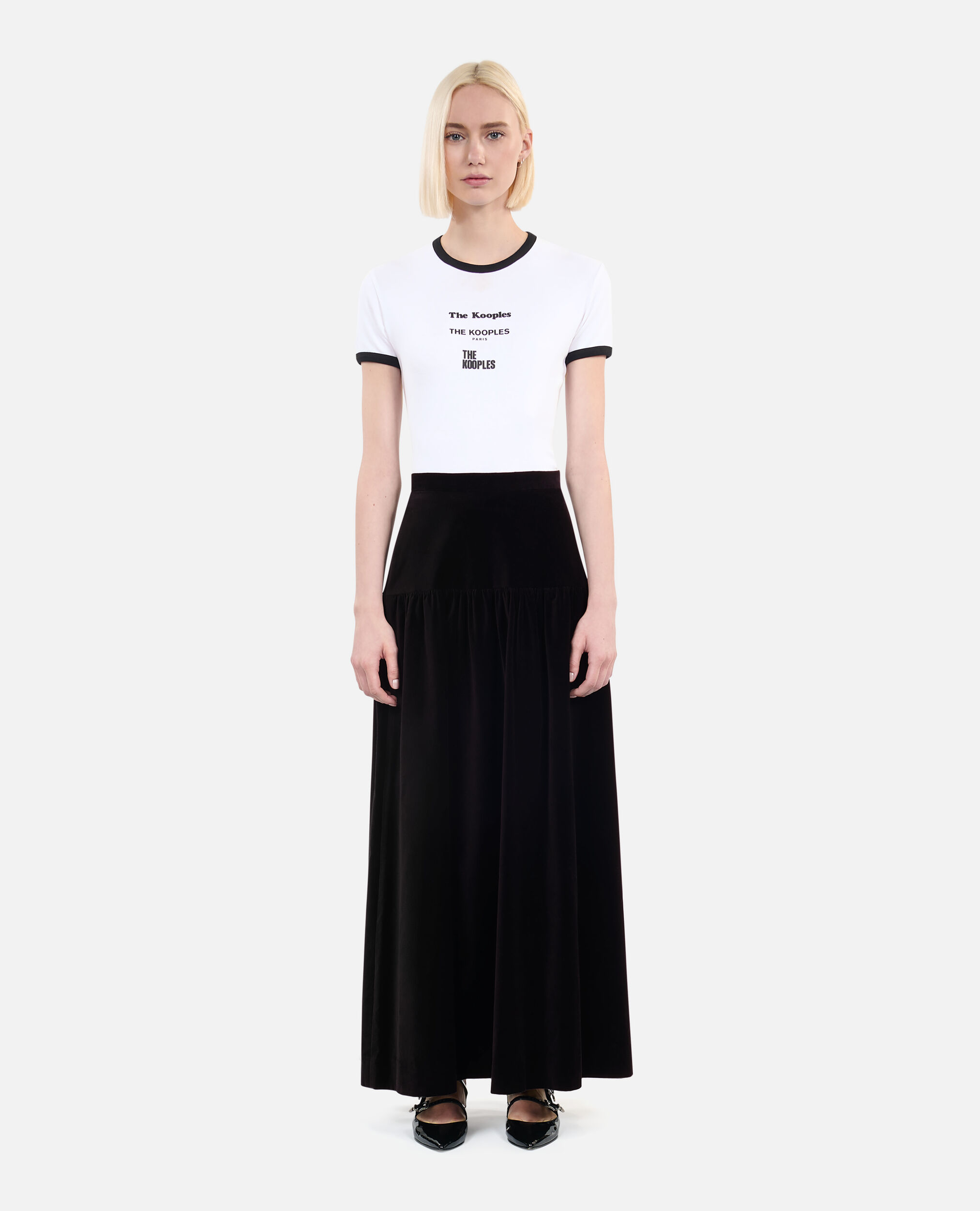 Black velvet mid-length skirt cheap