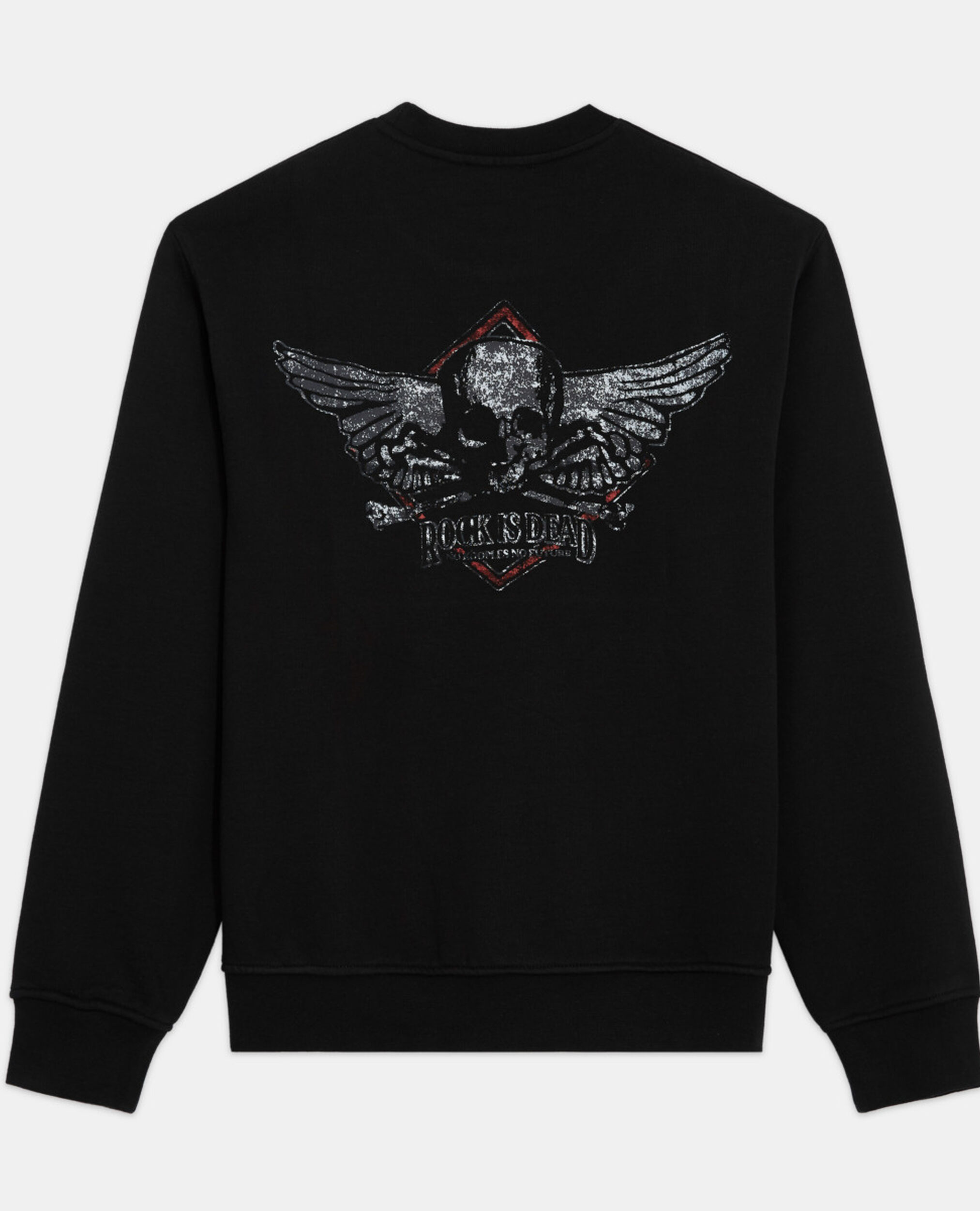 Black sweatshirt with screen print, BLACK WASHED, hi-res image number null