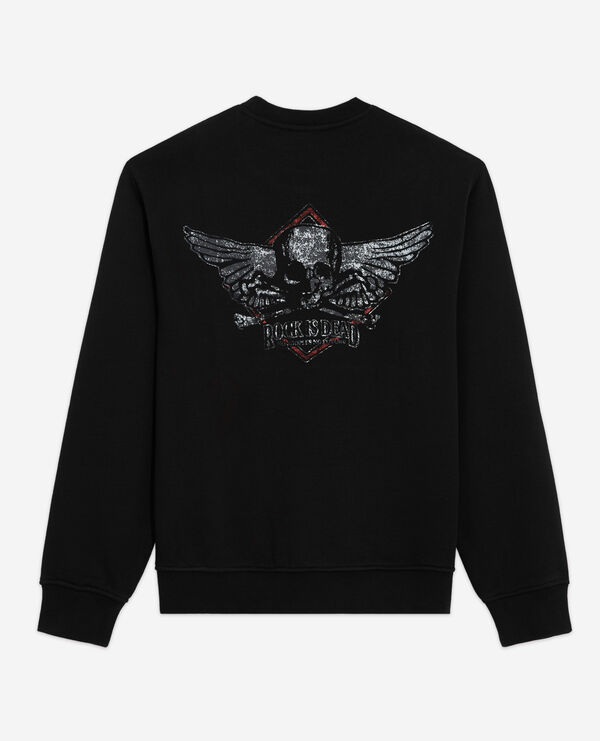 black sweatshirt with screen print