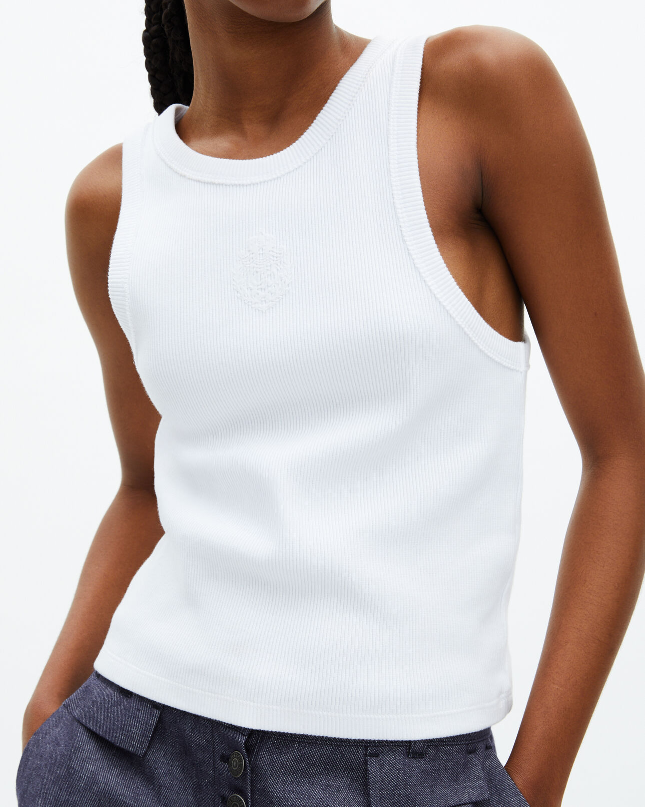 The Kooples DAMEN WHITE tanktop mit weißem wappen