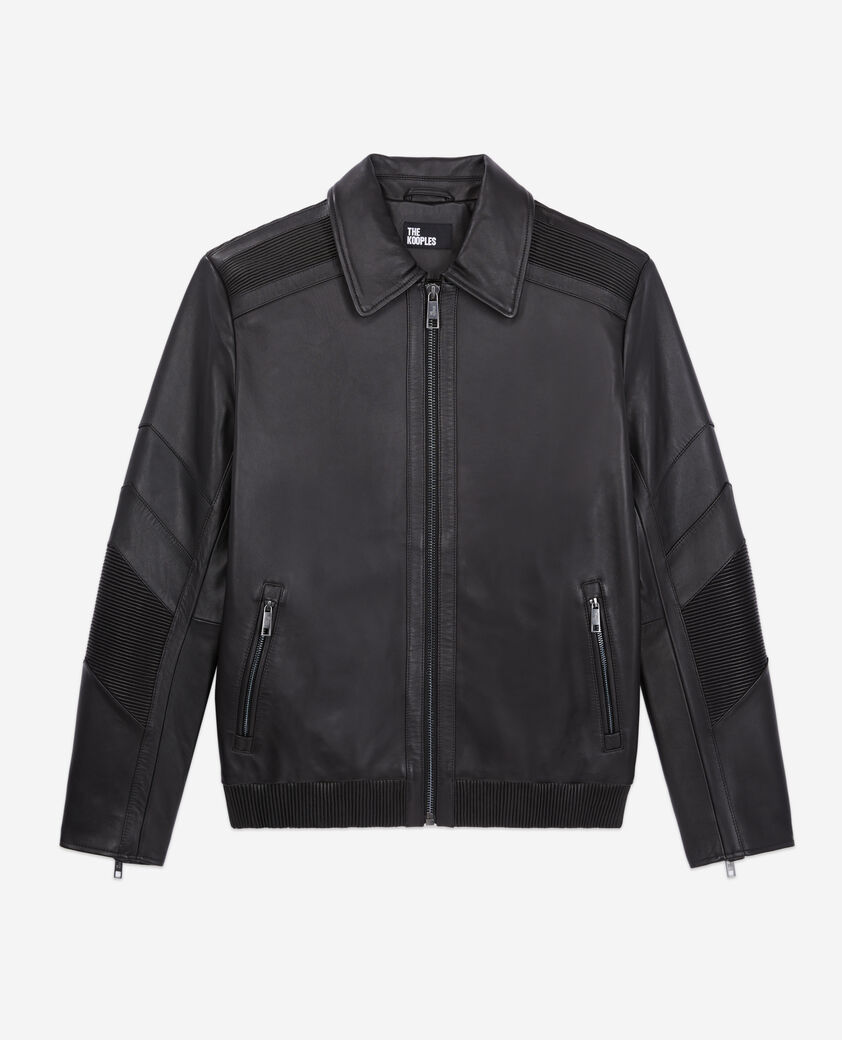 The Kooples MEN BLACK black leather biker jacket