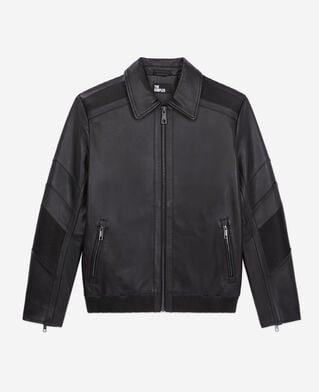The Kooples HERREN BLACK schwarzer biker-blouson aus leder