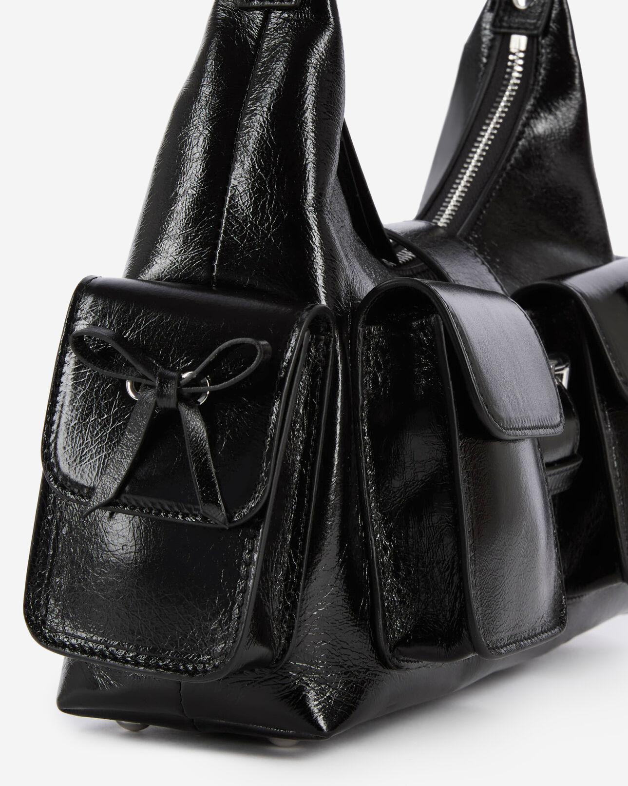 The Kooples FEMME BLACK sac amelia en cuir craquelé noir