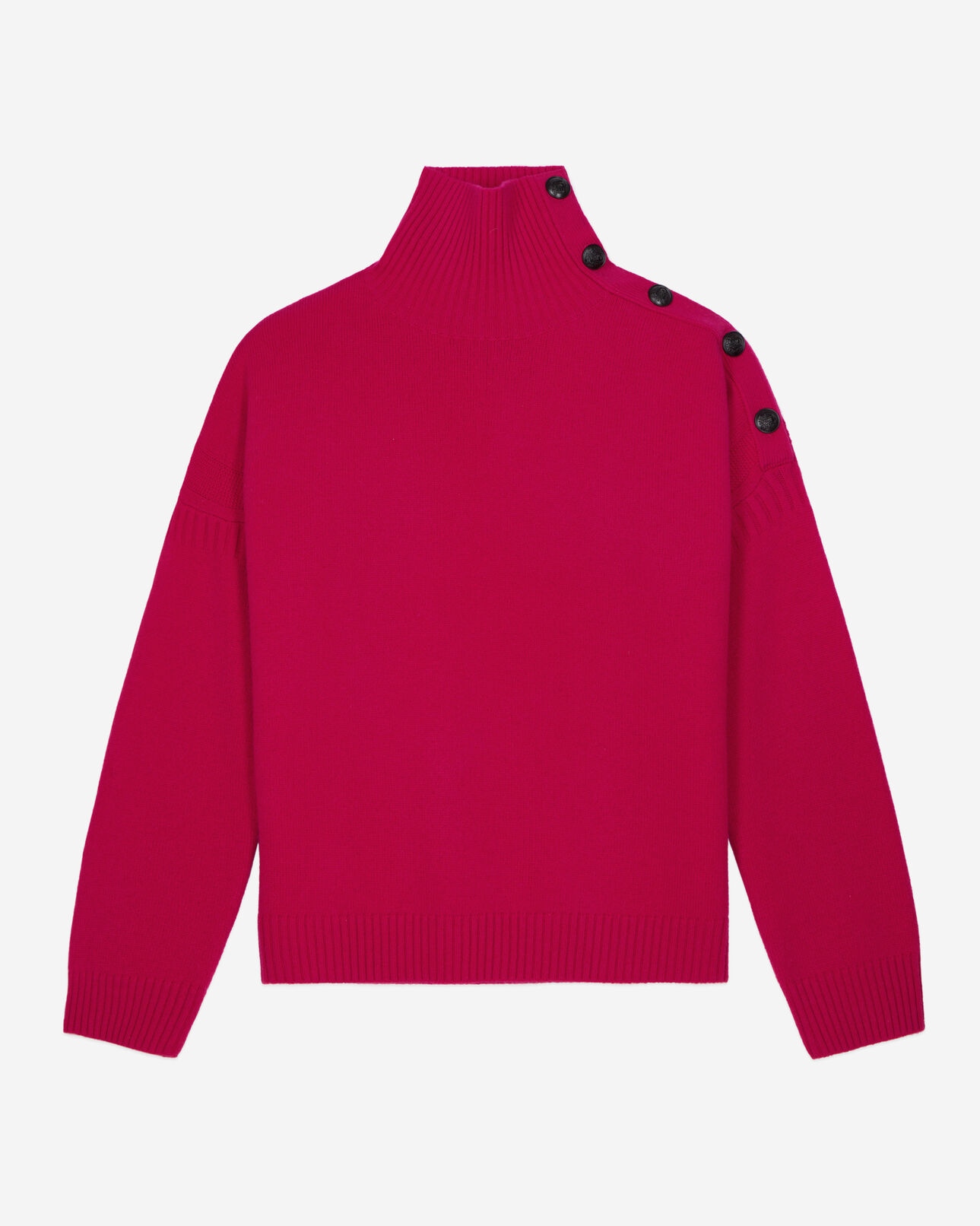 The Kooples WOMEN CHERRY fuchsia wool and cashmere sweater with buttons