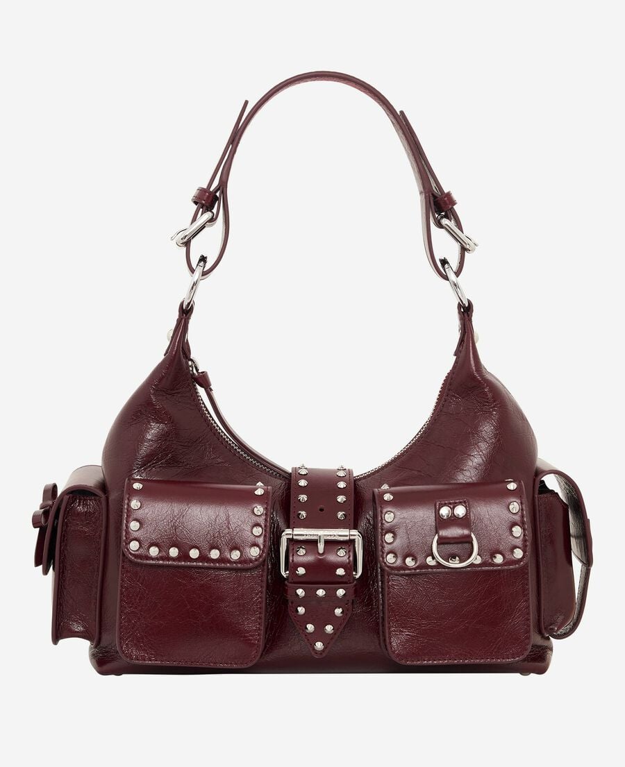 The Kooples F BORDEAUX amelia bag in burgundy cracked leather
