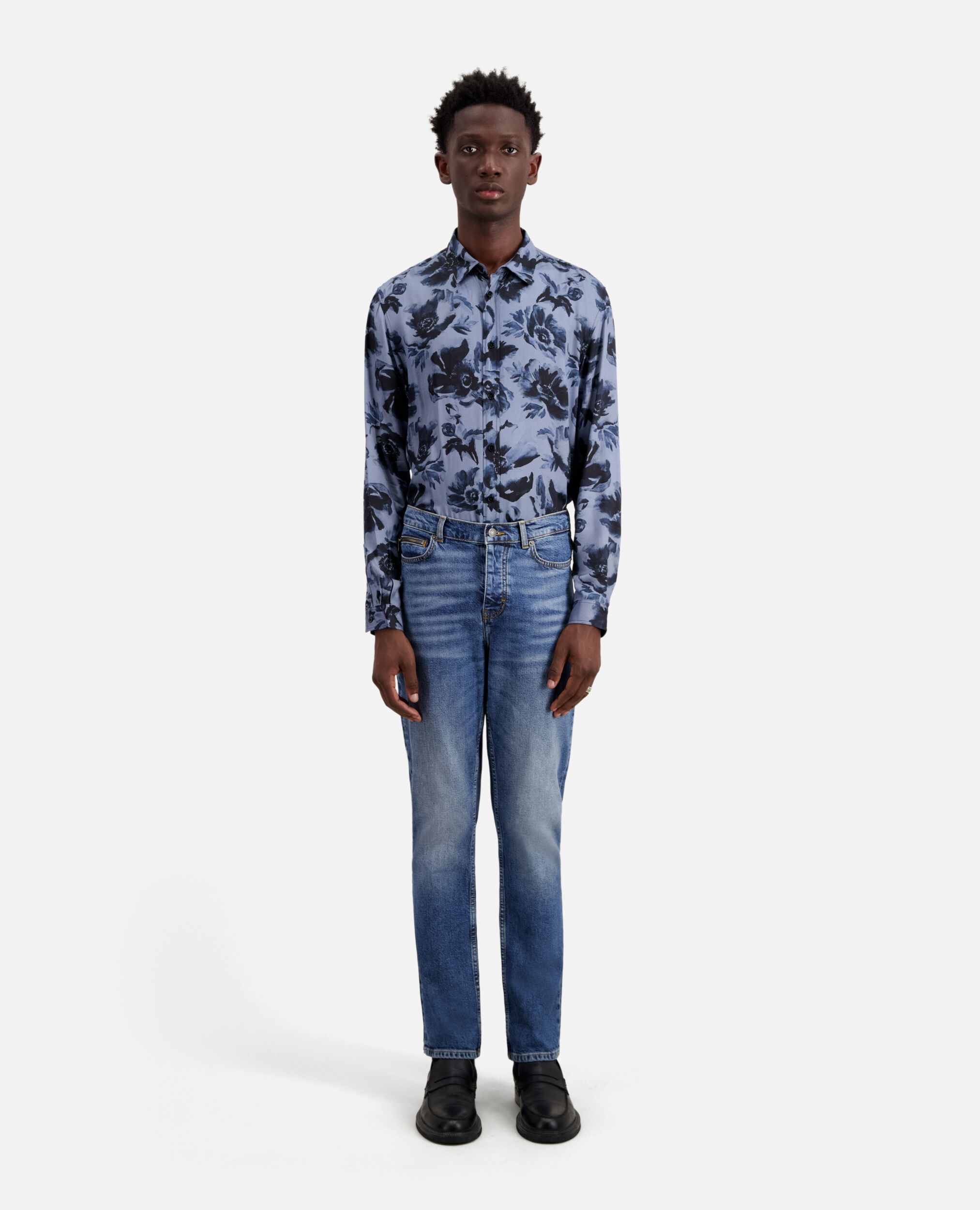 Slim dark blue jeans, BLUE DENIM, hi-res image number null