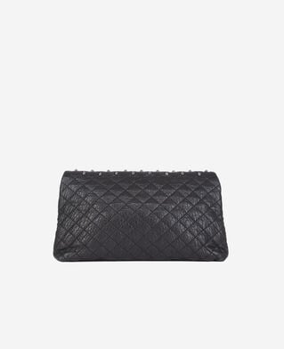 The Kooples F BLACK medium heritage pouch in black leather