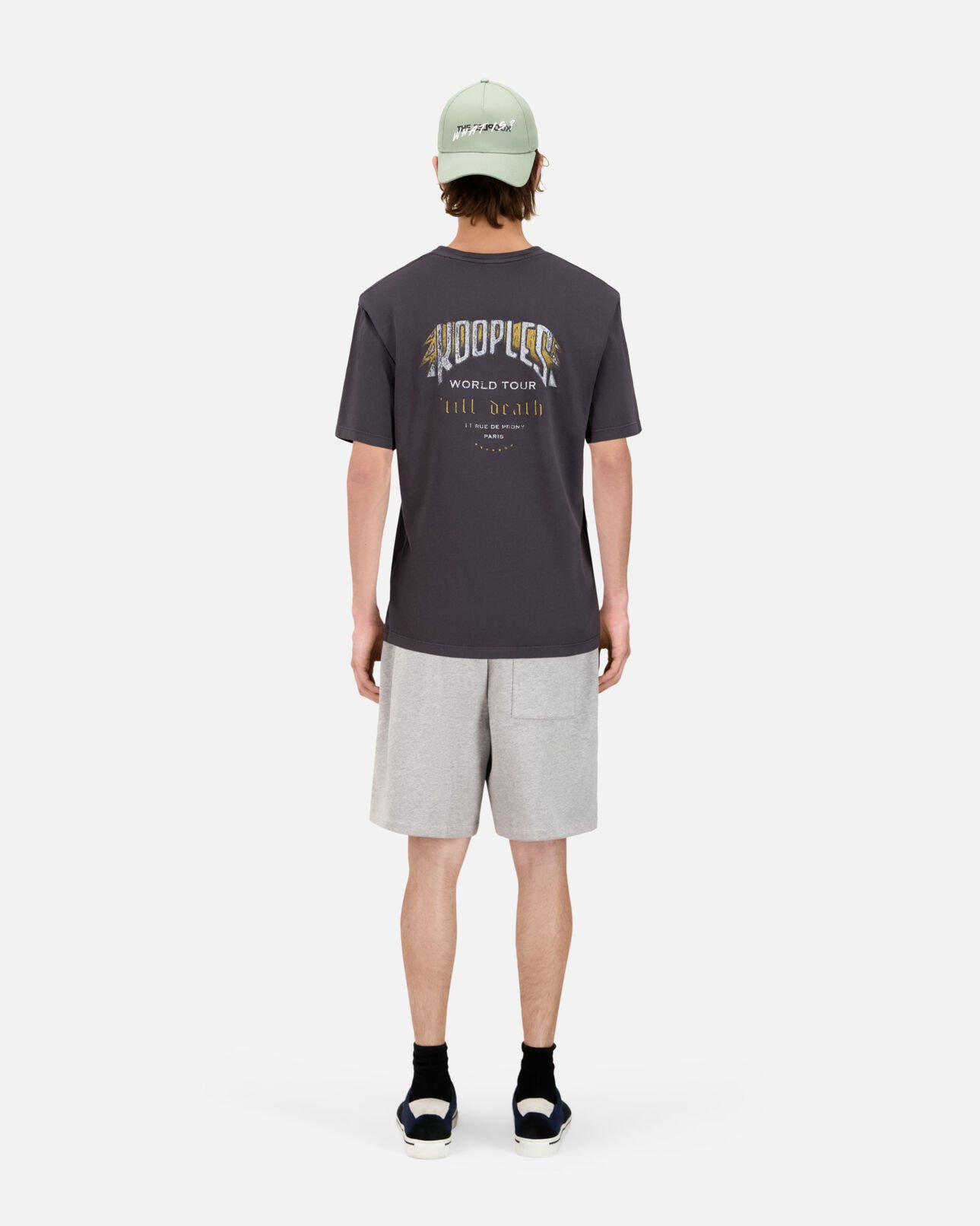 The Kooples MEN CARBONE carbon grey t-shirt with skull butterfly screen print