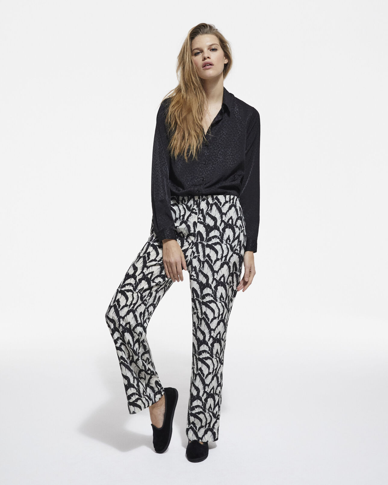 The Kooples WOMEN BLACK black leopard print shirt