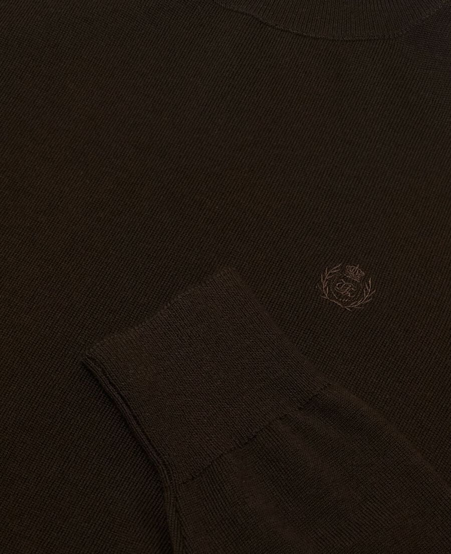The Kooples HOMME DARK BROWN pull col roul&eacute; en laine m&eacute;rinos marron