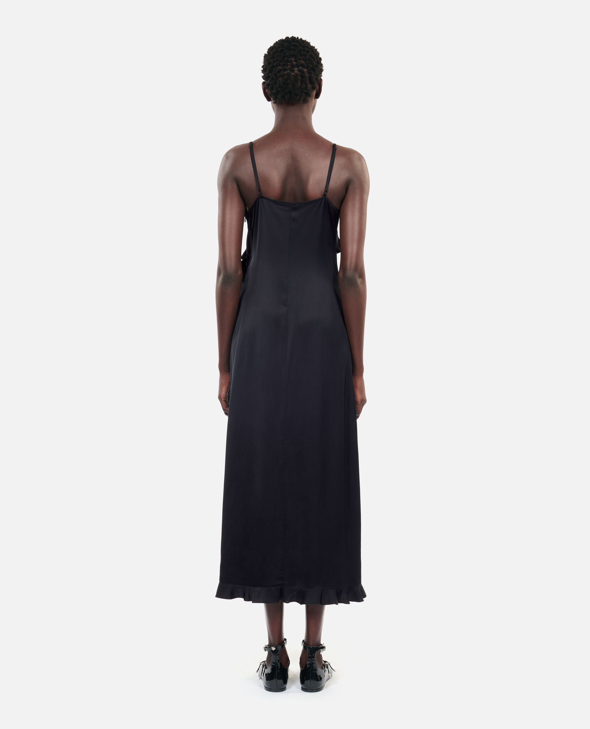 Black long slipdress, BLACK, hi-res image number null