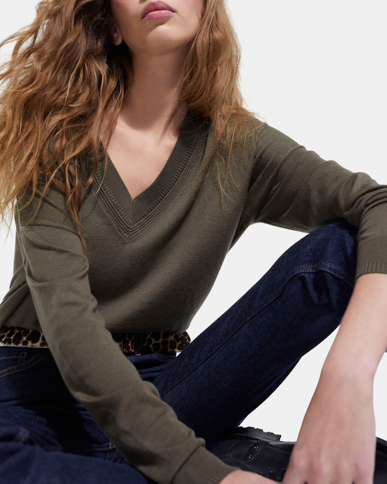 The Kooples FEMME ALGUE pull en laine kaki