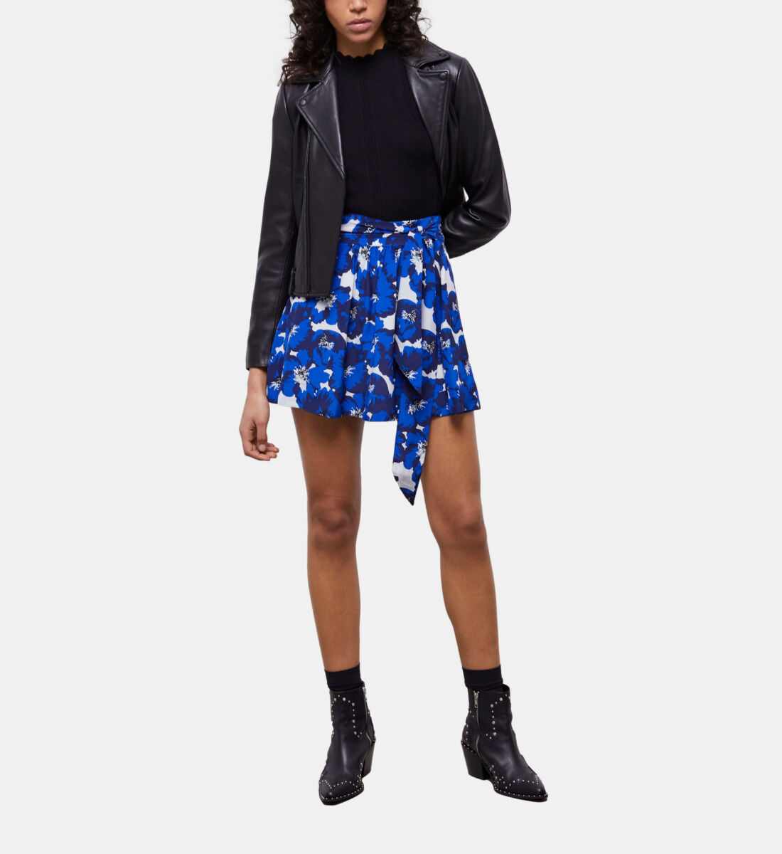 Jupe courte imprim e en soie The Kooples France
