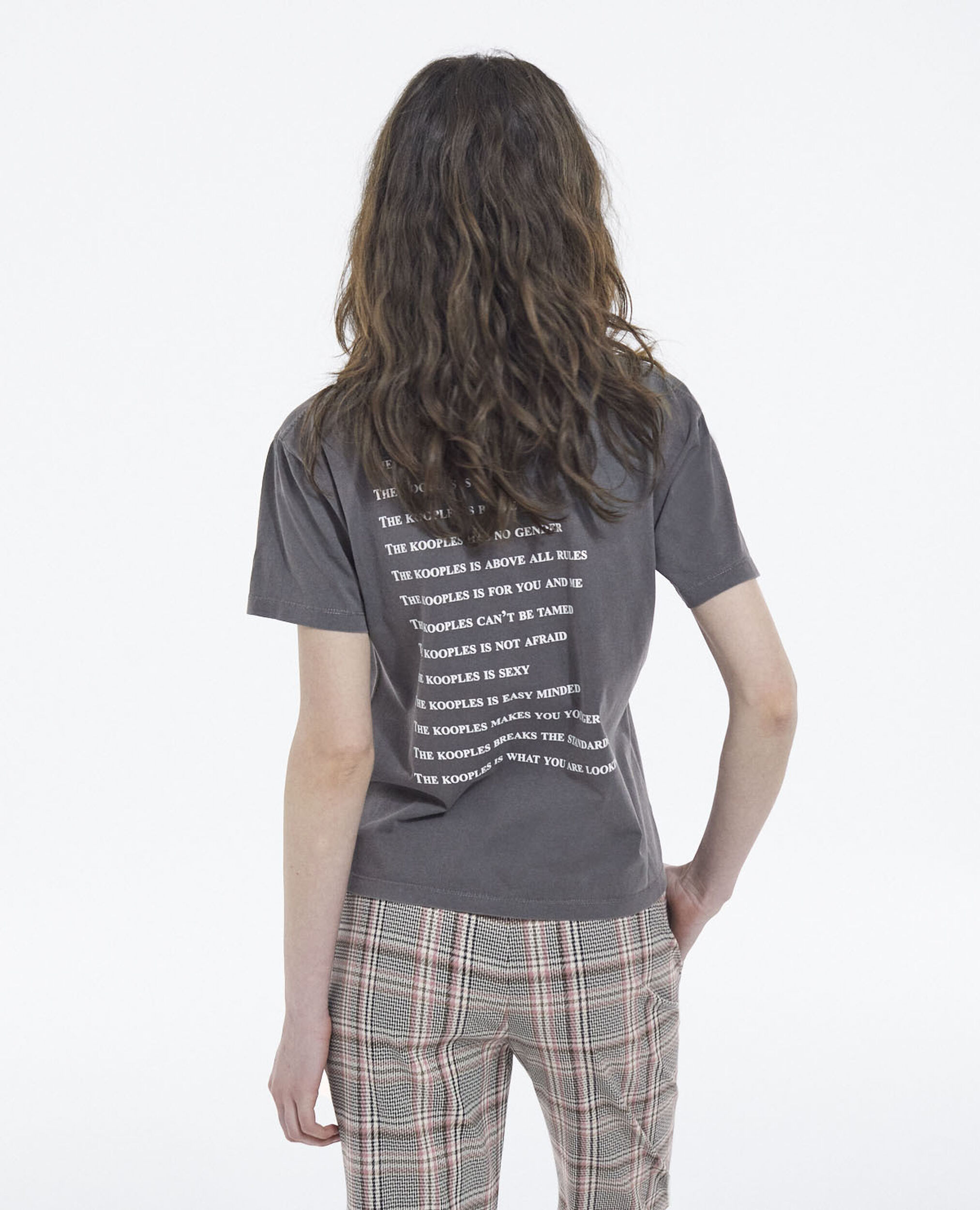 Gray cotton T-shirt w/ printed logo at chest, GREY, hi-res image number null