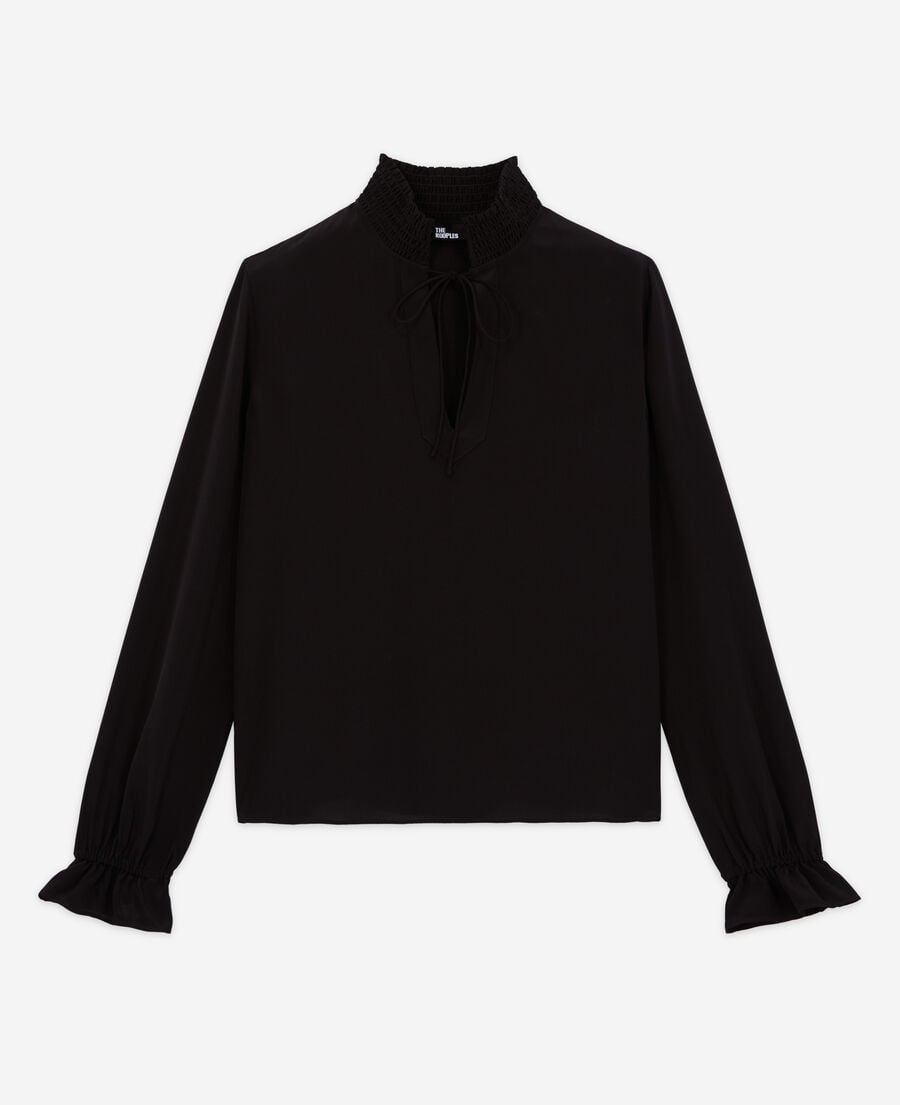 The Kooples FEMME BLACK blouse en soie noire