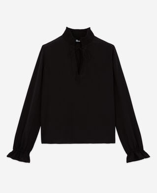The Kooples FEMME BLACK blouse en soie noire