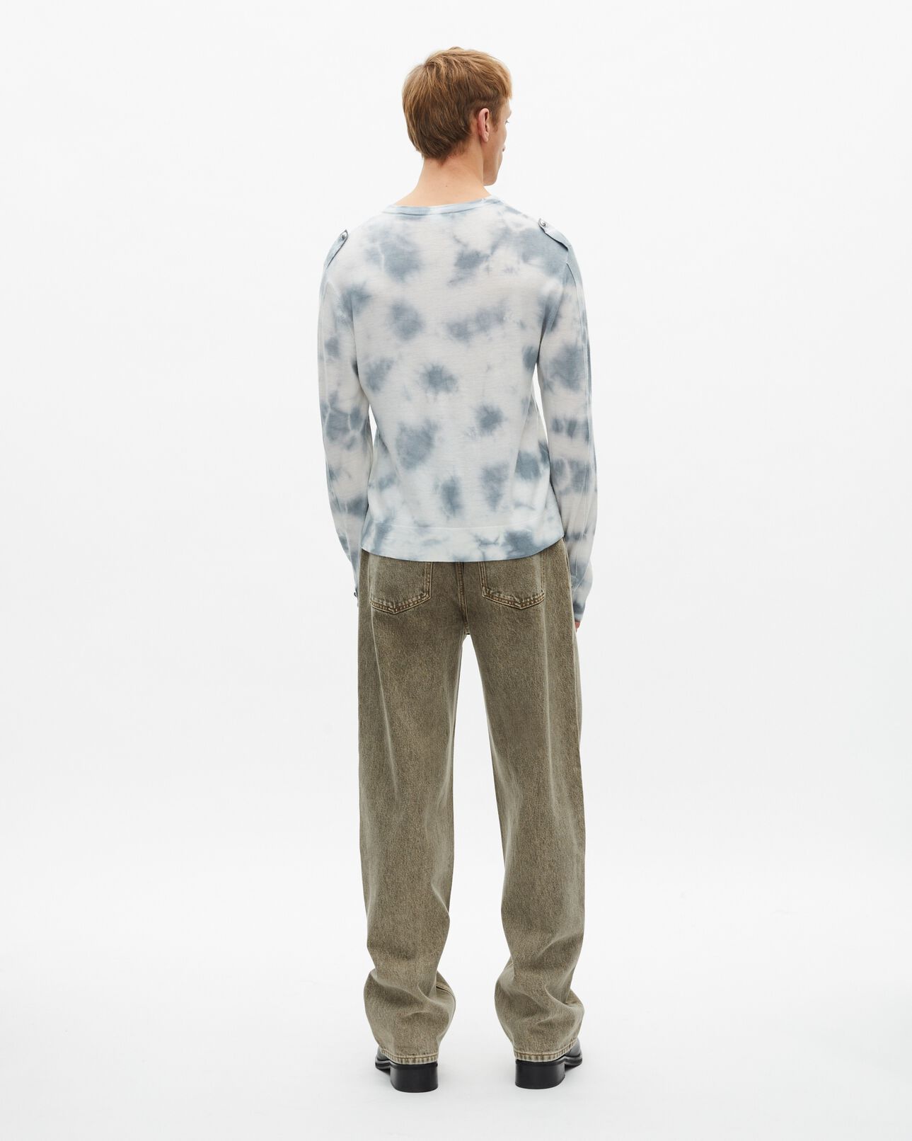 The Kooples HOMME LIGHT BLUE/WHITE pull en laine mérinos tie and dye bleu