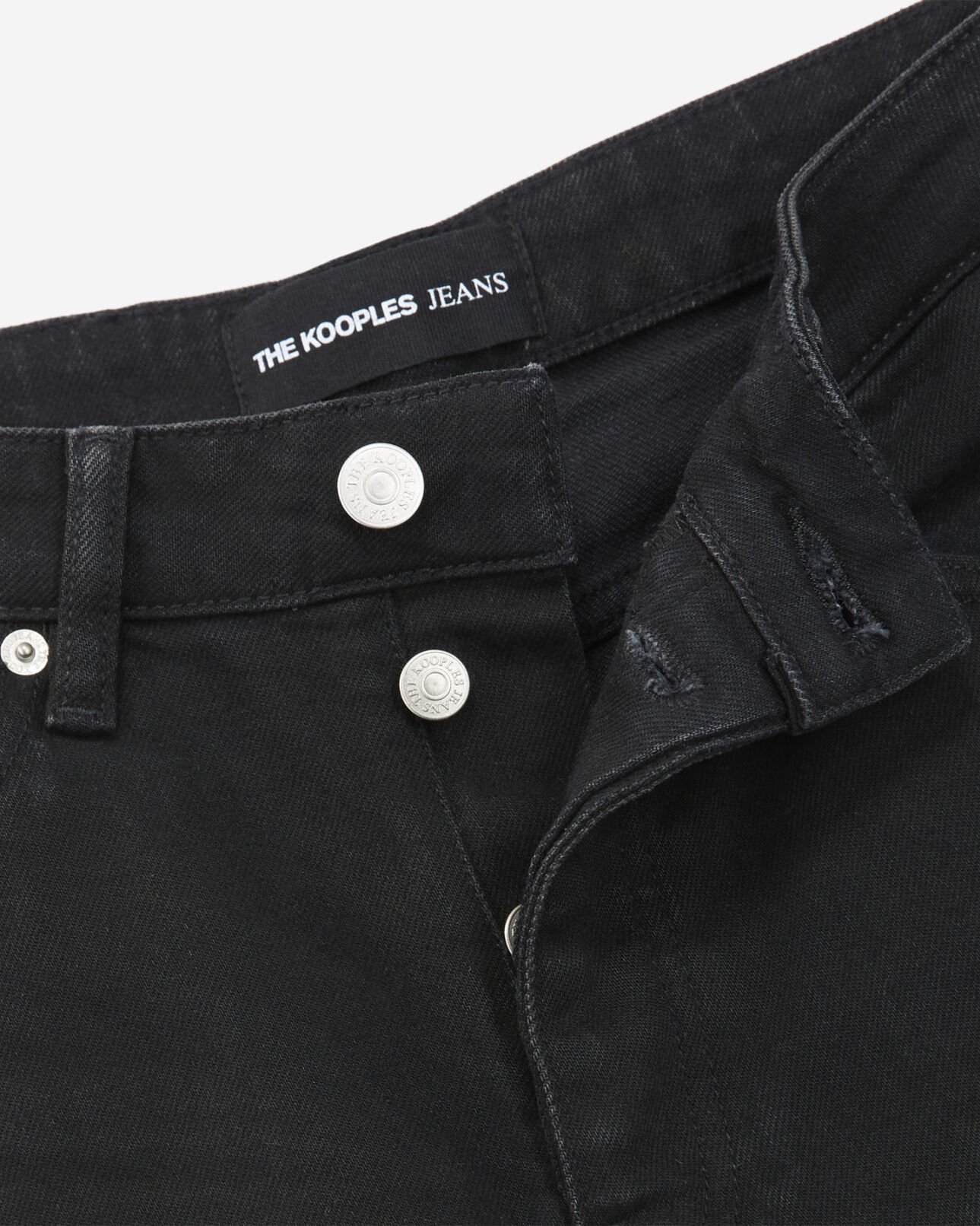 The Kooples FEMME BLACK WASHED jean noir délavé cropped détails destroy