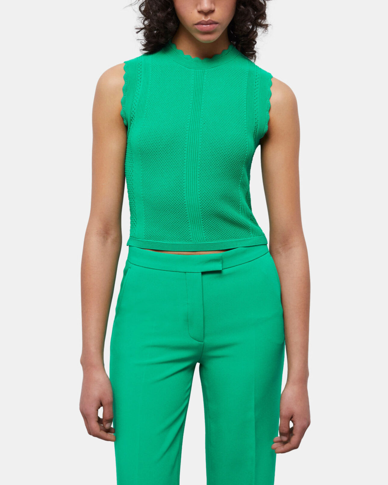 The Kooples WOMEN GREEN green short openwork knit top