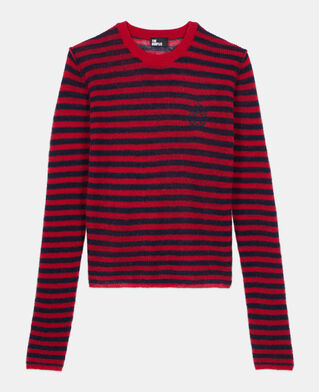 The Kooples F RED / BLUE striped mohair sweater 